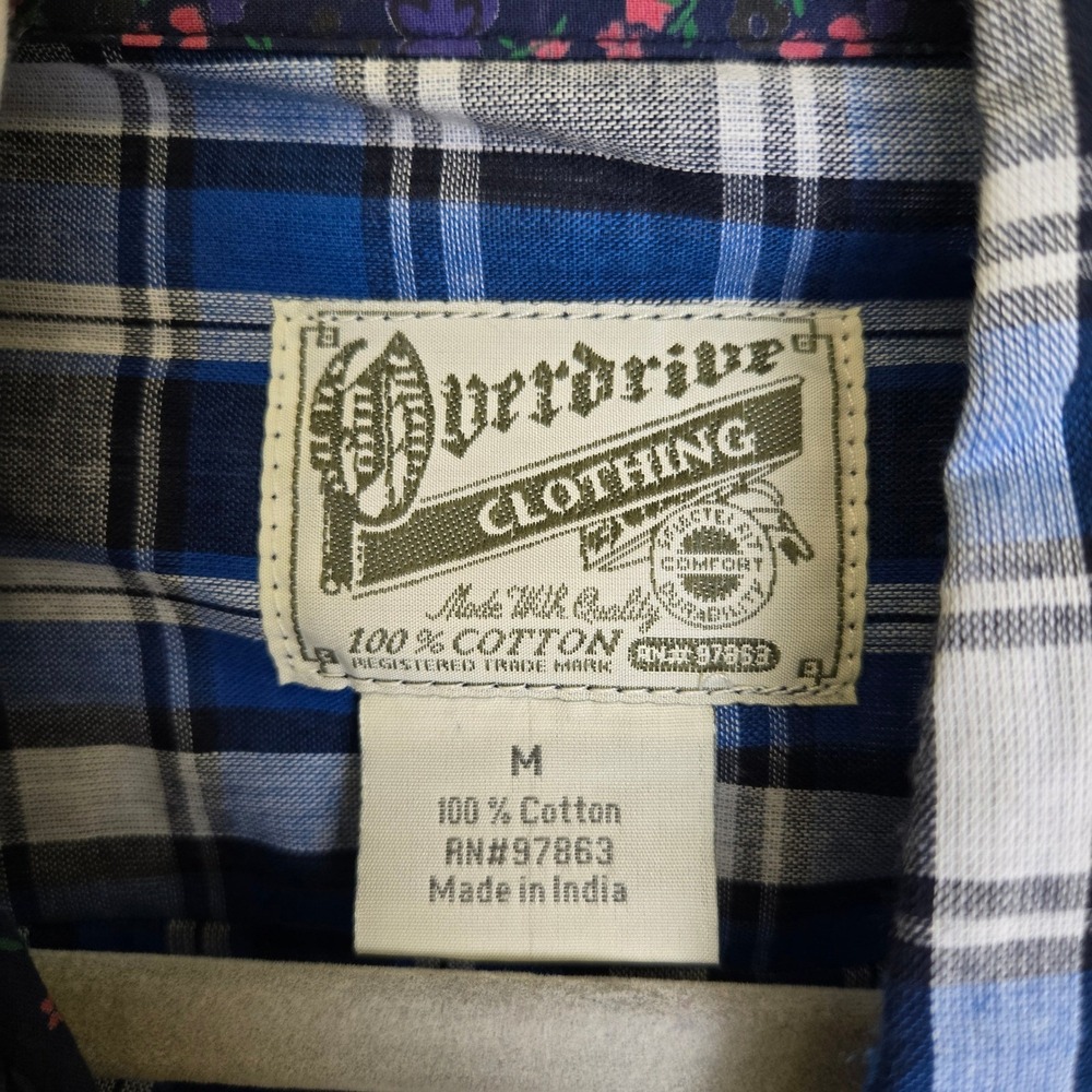 Overdrive Clothing 100% Cotton Tartan‎ Plaid Button-Down, Western Cowgirl Medium - Picture 4 of 9